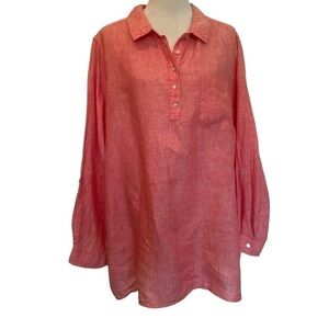 Jones & Co peach coral linen new without tags top